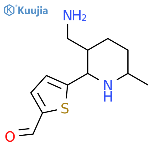5-3-(aminomethyl)-6-methylpiperidin-2-ylthiophene-2-carbaldehyde structure