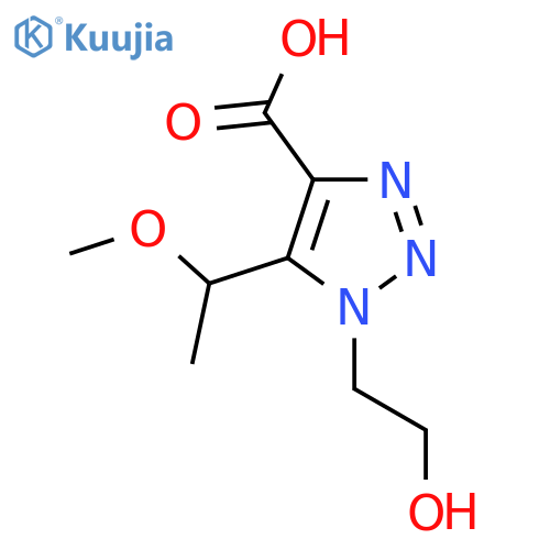 1-(2-hydroxyethyl)-5-(1-methoxyethyl)-1H-1,2,3-triazole-4-carboxylic acid structure
