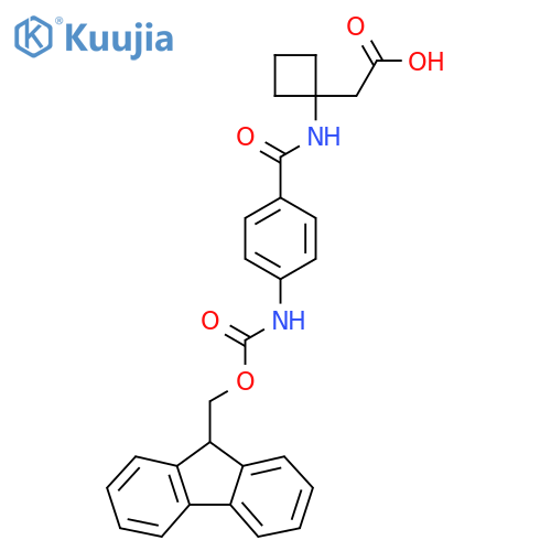 2-{1-4-({(9H-fluoren-9-yl)methoxycarbonyl}amino)benzamidocyclobutyl}acetic acid structure