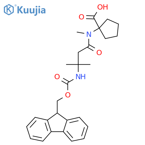 1-3-({(9H-fluoren-9-yl)methoxycarbonyl}amino)-N,3-dimethylbutanamidocyclopentane-1-carboxylic acid structure