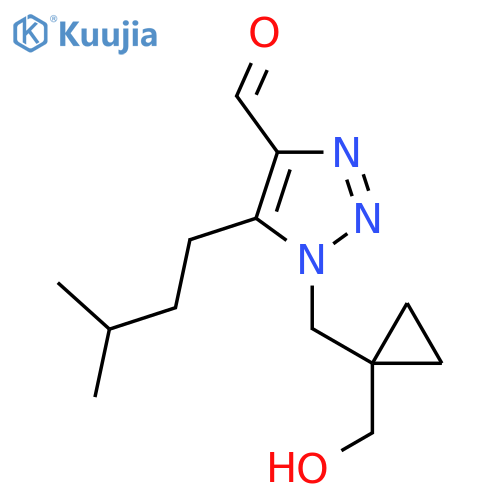 1-{1-(hydroxymethyl)cyclopropylmethyl}-5-(3-methylbutyl)-1H-1,2,3-triazole-4-carbaldehyde structure
