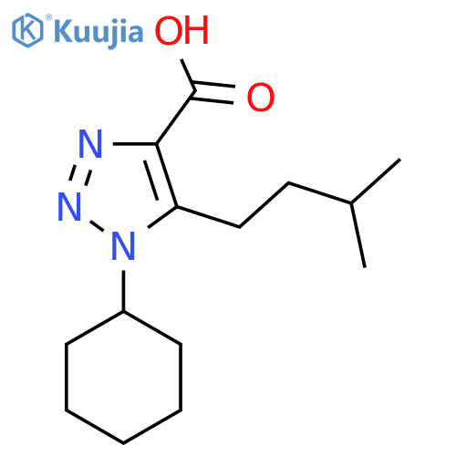 1-cyclohexyl-5-(3-methylbutyl)-1H-1,2,3-triazole-4-carboxylic acid structure
