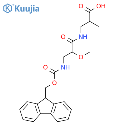 3-3-({(9H-fluoren-9-yl)methoxycarbonyl}amino)-2-methoxypropanamido-2-methylpropanoic acid structure