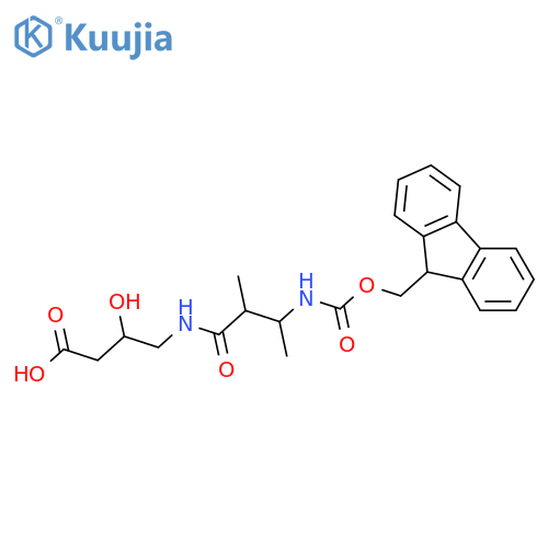 4-3-({(9H-fluoren-9-yl)methoxycarbonyl}amino)-2-methylbutanamido-3-hydroxybutanoic acid structure
