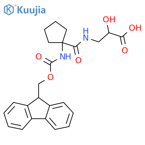 3-{1-({(9H-fluoren-9-yl)methoxycarbonyl}amino)cyclopentylformamido}-2-hydroxypropanoic acid structure