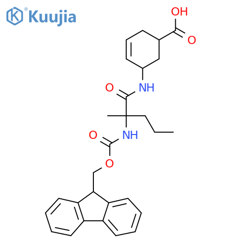 5-2-({(9H-fluoren-9-yl)methoxycarbonyl}amino)-2-methylpentanamidocyclohex-3-ene-1-carboxylic acid structure