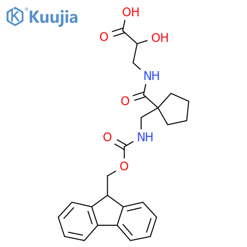3-({1-({(9H-fluoren-9-yl)methoxycarbonyl}amino)methylcyclopentyl}formamido)-2-hydroxypropanoic acid structure