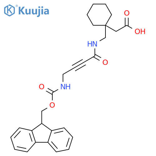 2-(1-{4-({(9H-fluoren-9-yl)methoxycarbonyl}amino)but-2-ynamidomethyl}cyclohexyl)acetic acid structure