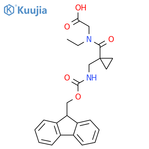 2-(N-ethyl-1-{1-({(9H-fluoren-9-yl)methoxycarbonyl}amino)methylcyclopropyl}formamido)acetic acid structure