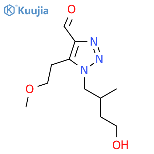 1-(4-hydroxy-2-methylbutyl)-5-(2-methoxyethyl)-1H-1,2,3-triazole-4-carbaldehyde structure