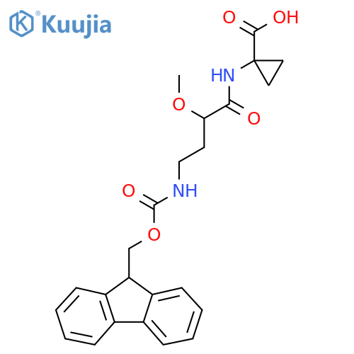 1-4-({(9H-fluoren-9-yl)methoxycarbonyl}amino)-2-methoxybutanamidocyclopropane-1-carboxylic acid structure