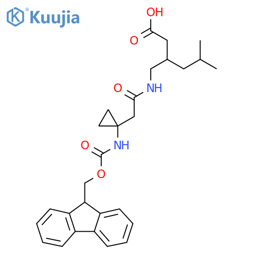 3-({2-1-({(9H-fluoren-9-yl)methoxycarbonyl}amino)cyclopropylacetamido}methyl)-5-methylhexanoic acid structure