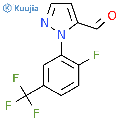 1-2-fluoro-5-(trifluoromethyl)phenyl-1H-pyrazole-5-carbaldehyde structure