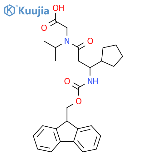 2-3-cyclopentyl-3-({(9H-fluoren-9-yl)methoxycarbonyl}amino)-N-(propan-2-yl)propanamidoacetic acid structure