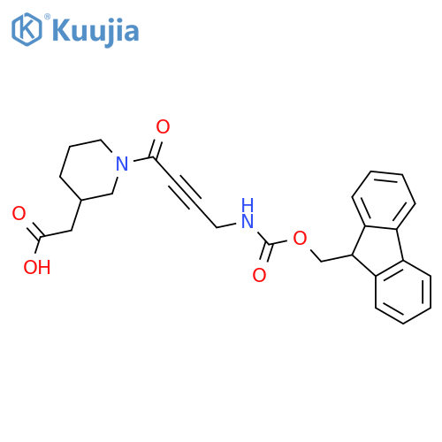 2-{1-4-({(9H-fluoren-9-yl)methoxycarbonyl}amino)but-2-ynoylpiperidin-3-yl}acetic acid structure