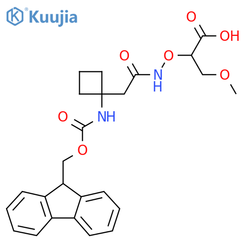 2-({2-1-({(9H-fluoren-9-yl)methoxycarbonyl}amino)cyclobutylacetamido}oxy)-3-methoxypropanoic acid structure