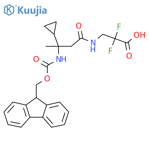 3-3-cyclopropyl-3-({(9H-fluoren-9-yl)methoxycarbonyl}amino)butanamido-2,2-difluoropropanoic acid structure