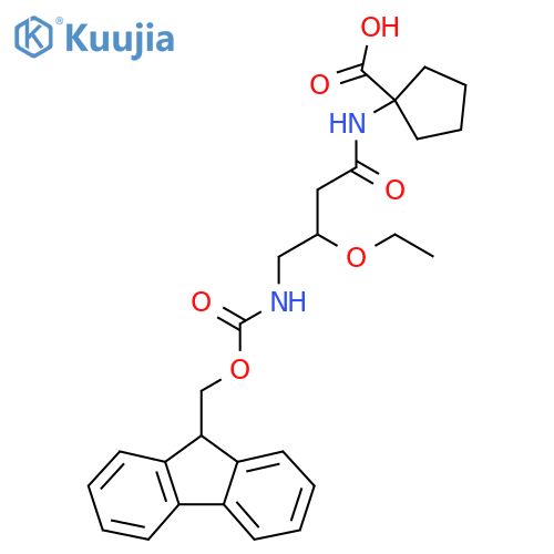 1-3-ethoxy-4-({(9H-fluoren-9-yl)methoxycarbonyl}amino)butanamidocyclopentane-1-carboxylic acid structure