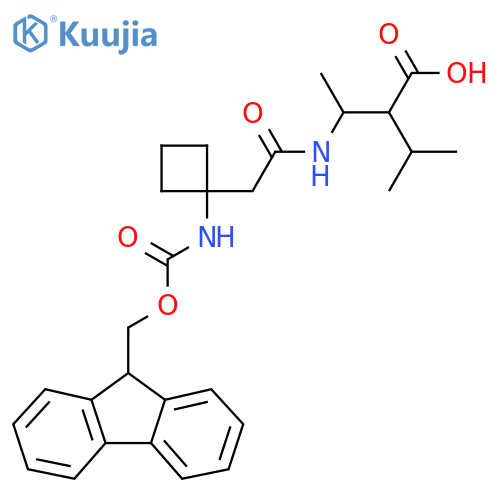 3-{2-1-({(9H-fluoren-9-yl)methoxycarbonyl}amino)cyclobutylacetamido}-2-(propan-2-yl)butanoic acid structure