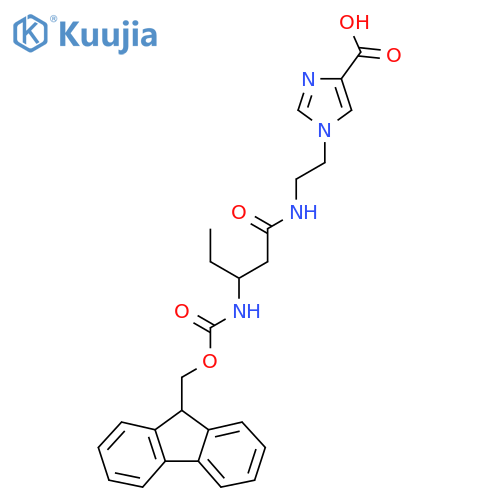 1-{2-3-({(9H-fluoren-9-yl)methoxycarbonyl}amino)pentanamidoethyl}-1H-imidazole-4-carboxylic acid structure