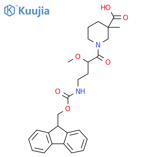 1-4-({(9H-fluoren-9-yl)methoxycarbonyl}amino)-2-methoxybutanoyl-3-methylpiperidine-3-carboxylic acid structure