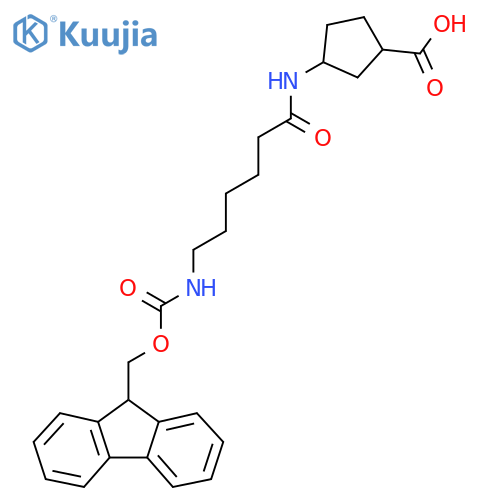 3-6-({(9H-fluoren-9-yl)methoxycarbonyl}amino)hexanamidocyclopentane-1-carboxylic acid structure