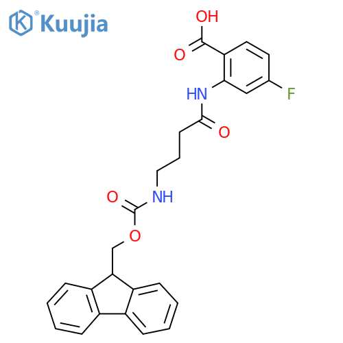 2-4-({(9H-fluoren-9-yl)methoxycarbonyl}amino)butanamido-4-fluorobenzoic acid structure