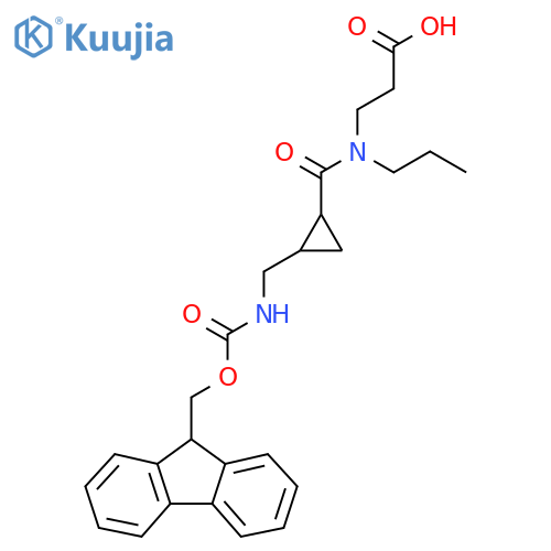 3-(1-{2-({(9H-fluoren-9-yl)methoxycarbonyl}amino)methylcyclopropyl}-N-propylformamido)propanoic acid structure