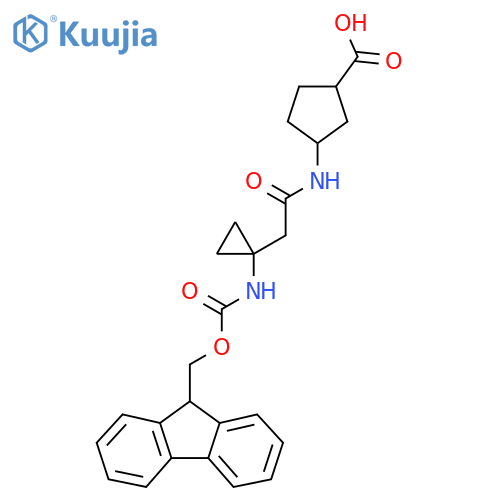 3-{2-1-({(9H-fluoren-9-yl)methoxycarbonyl}amino)cyclopropylacetamido}cyclopentane-1-carboxylic acid structure