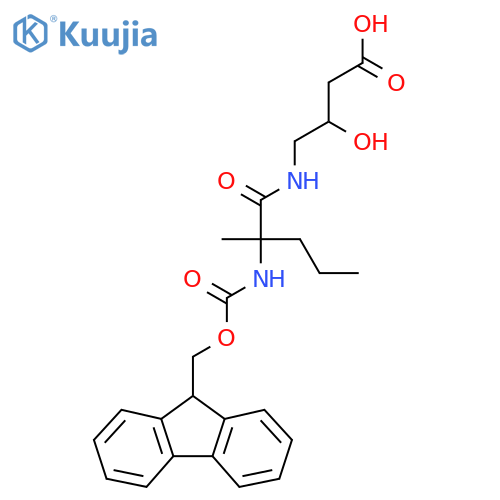 4-2-({(9H-fluoren-9-yl)methoxycarbonyl}amino)-2-methylpentanamido-3-hydroxybutanoic acid structure