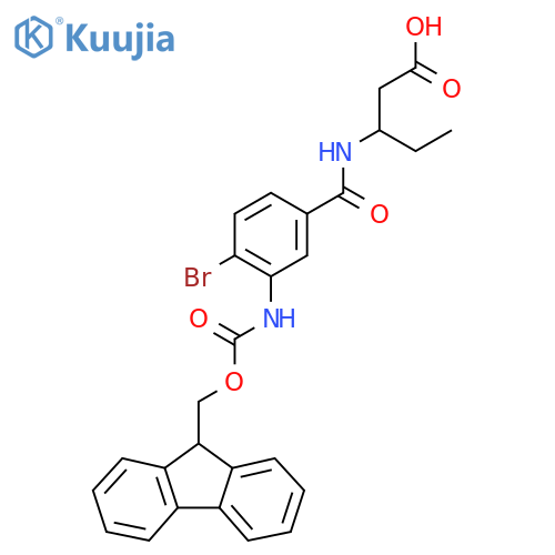 3-{4-bromo-3-({(9H-fluoren-9-yl)methoxycarbonyl}amino)phenylformamido}pentanoic acid structure