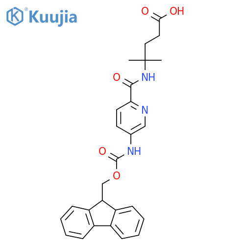 4-{5-({(9H-fluoren-9-yl)methoxycarbonyl}amino)pyridin-2-ylformamido}-4-methylpentanoic acid structure