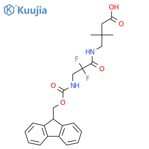 4-3-({(9H-fluoren-9-yl)methoxycarbonyl}amino)-2,2-difluoropropanamido-3,3-dimethylbutanoic acid structure