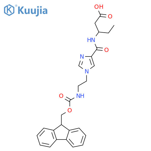 3-({1-2-({(9H-fluoren-9-yl)methoxycarbonyl}amino)ethyl-1H-imidazol-4-yl}formamido)pentanoic acid structure