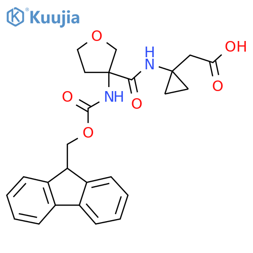 2-{1-3-({(9H-fluoren-9-yl)methoxycarbonyl}amino)oxolane-3-amidocyclopropyl}acetic acid structure