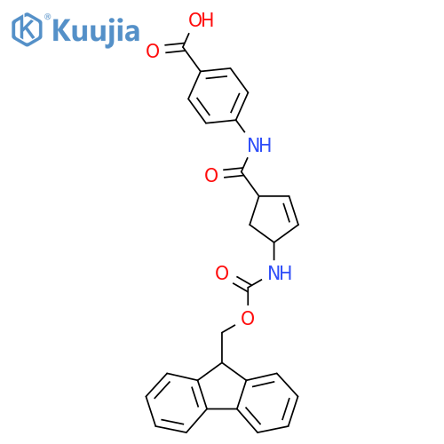 4-4-({(9H-fluoren-9-yl)methoxycarbonyl}amino)cyclopent-2-ene-1-amidobenzoic acid structure