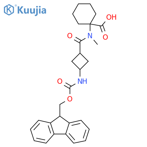 1-N-methyl3-({(9H-fluoren-9-yl)methoxycarbonyl}amino)cyclobutaneamidocyclohexane-1-carboxylic acid structure