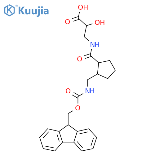 3-({2-({(9H-fluoren-9-yl)methoxycarbonyl}amino)methylcyclopentyl}formamido)-2-hydroxypropanoic acid structure