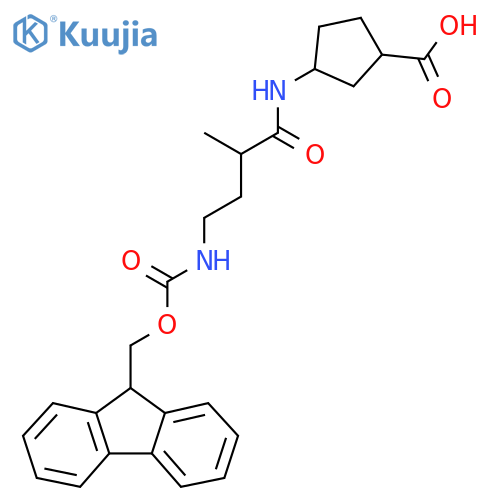 3-4-({(9H-fluoren-9-yl)methoxycarbonyl}amino)-2-methylbutanamidocyclopentane-1-carboxylic acid structure