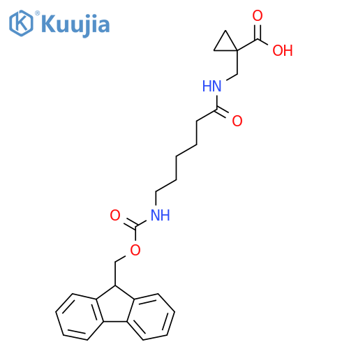 1-{6-({(9H-fluoren-9-yl)methoxycarbonyl}amino)hexanamidomethyl}cyclopropane-1-carboxylic acid structure