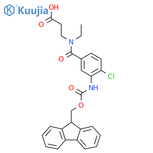 3-{1-4-chloro-3-({(9H-fluoren-9-yl)methoxycarbonyl}amino)phenyl-N-ethylformamido}propanoic acid structure