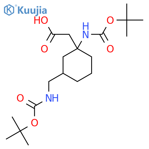 2-(1-{(tert-butoxy)carbonylamino}-3-({(tert-butoxy)carbonylamino}methyl)cyclohexyl)acetic acid structure