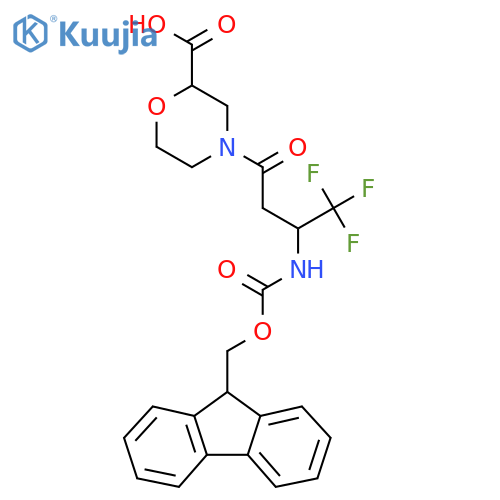 4-3-({(9H-fluoren-9-yl)methoxycarbonyl}amino)-4,4,4-trifluorobutanoylmorpholine-2-carboxylic acid structure