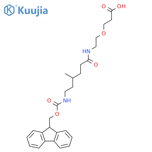 3-{2-6-({(9H-fluoren-9-yl)methoxycarbonyl}amino)-4-methylhexanamidoethoxy}propanoic acid structure