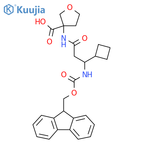 3-3-cyclobutyl-3-({(9H-fluoren-9-yl)methoxycarbonyl}amino)propanamidooxolane-3-carboxylic acid structure