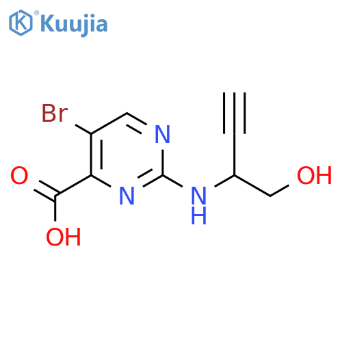 5-bromo-2-(1-hydroxybut-3-yn-2-yl)aminopyrimidine-4-carboxylic acid structure