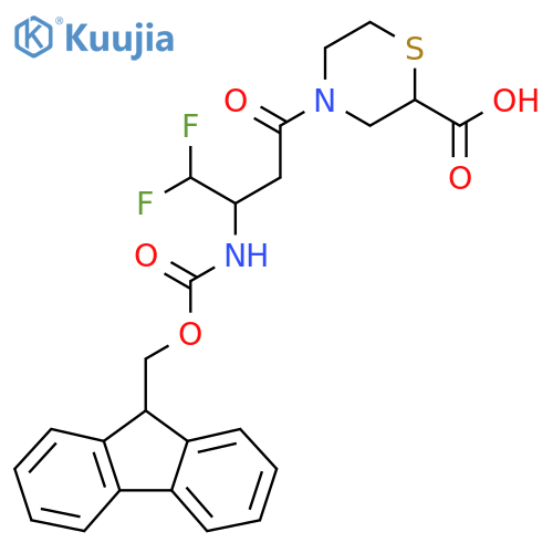 4-3-({(9H-fluoren-9-yl)methoxycarbonyl}amino)-4,4-difluorobutanoylthiomorpholine-2-carboxylic acid structure