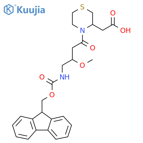 2-{4-4-({(9H-fluoren-9-yl)methoxycarbonyl}amino)-3-methoxybutanoylthiomorpholin-3-yl}acetic acid structure