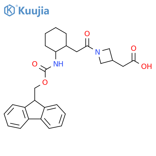 2-(1-{2-2-({(9H-fluoren-9-yl)methoxycarbonyl}amino)cyclohexylacetyl}azetidin-3-yl)acetic acid structure