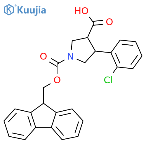 4-(2-chlorophenyl)-1-{(9H-fluoren-9-yl)methoxycarbonyl}pyrrolidine-3-carboxylic acid structure